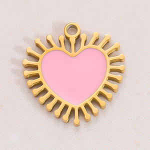 Colgantes de acero inoxidable esmaltados con formas mixtas de corazón y mariposa para la fabricación de pulseras, proceso de goteo de aceite PJ91204 91208 - Product Image 4