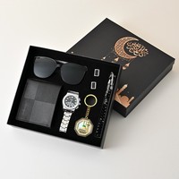 Set de Regalo de 6 Piezas con Logotipo Personalizado: Reloj de Cuarzo para Hombre, Cartera y Cinturón, en Acero Inoxidable, Ideal para Regalos Corporativos, Ramadán, Eid, y Días Festivos