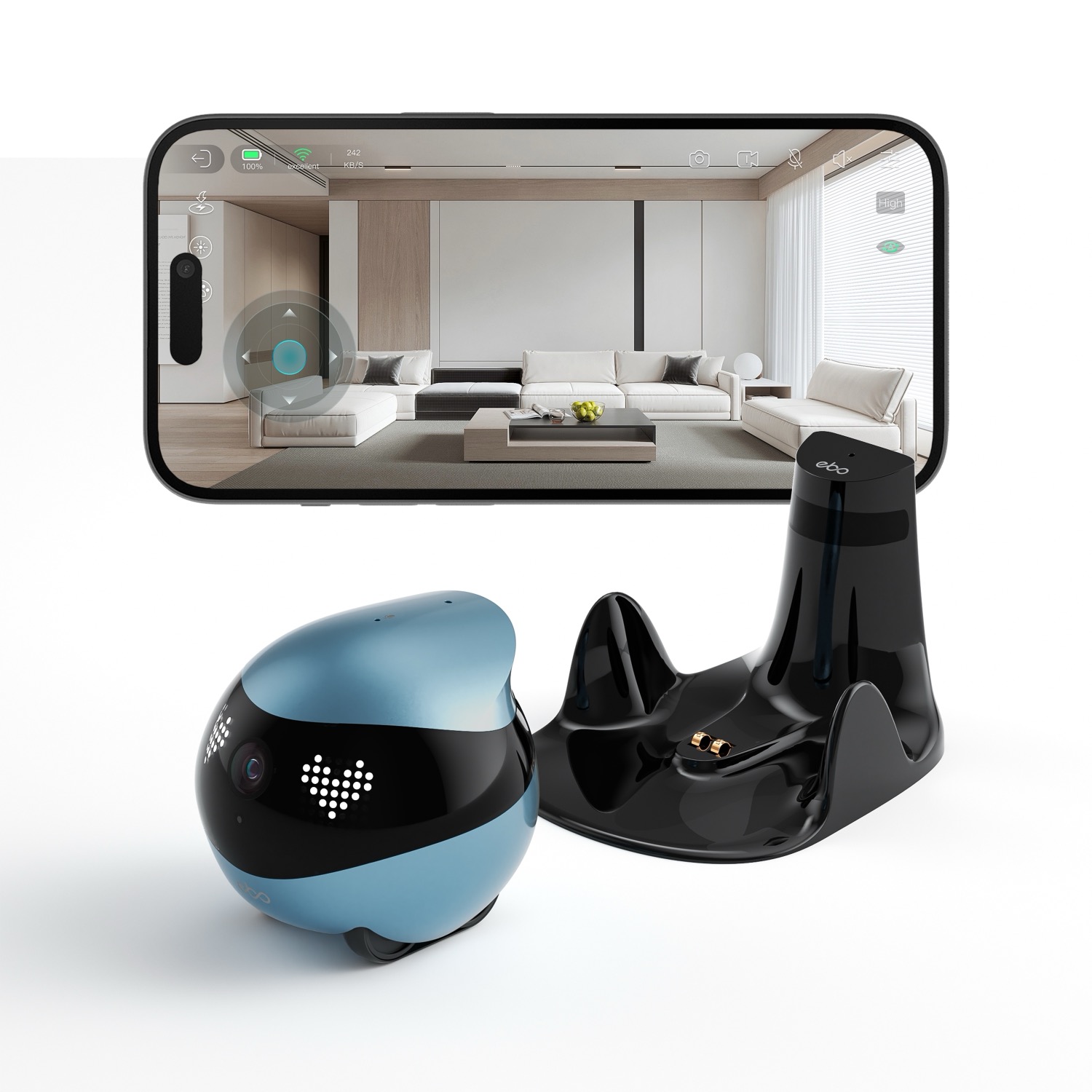Смарт-робот EBO Air 2 с камерой 2K, автомобильным патрулем и лазерной игрой по заводской цене