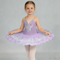 Robe de tutu de ballet romantique pour enfants, cousue à la main, jupe de spectacle, violet lilas, tenue de danse classique
