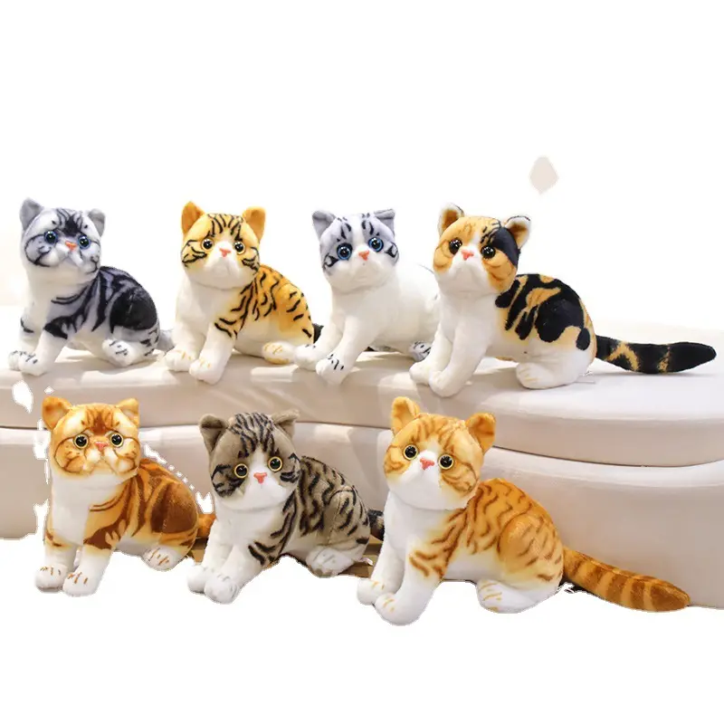 Commercio all'ingrosso personalizzato OEM 26cm farcito realistici gatti peluche simulazione American Shorthair Cute Cat Doll Pet Toys Home Decor Gift