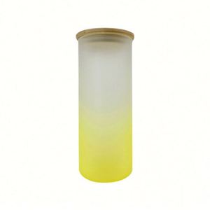 Vaso de Cerveza con Forma de Lata, Botella de Agua de 18 oz, Vaso Sublimable en Blanco, Vaso Esmerilado de 18 oz, Vaso Tipo Mason con Tapa de Bambú y Pajita - Product Image 2
