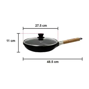 Wholesale Restaurant Kitchen 26Cm Round Roasting Frying Saute Pans Bamboo Charcoal Skillet