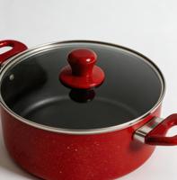 Marmite en aluminium robuste avec poignées ergonomiques, couvercle en verre trempé, chauffe uniforme, durable, compatible induction et gaz