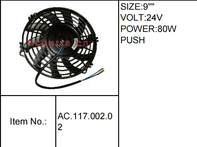 All Series AC.117 OEM Car Fan Auto AC Cooling Condenser Fan Motor 6 Inch 8 Inch 12V Brushless Air Condition Bus Radiator Fan