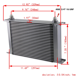 Refroidisseur d'huile moteur universel 25 rangées AN8 avec 2 pièces raccords AN8 à AN6 + ventilateur <span class=keywords><strong>électrique</strong></span> 7 "+ <span class=keywords><strong>adaptateur</strong></span> de raccord noir/argent pour E36 - Product Image 3