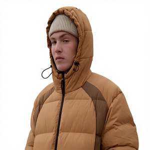 Winter <b>Quilted</b> <b>Jacket</b> Hooded Color Blocked Full Sleeve Polyester Wadding Warm Coat Thick Zipper Closure - Product Image 5