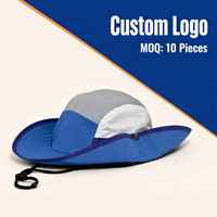 Chapeau Bob Décontracté Personnalisé avec Logo, en Jersey, pour l'Extérieur, Anti-UV, à Large Bord avec Sangle Mentonnière, MOQ 10 Pièces