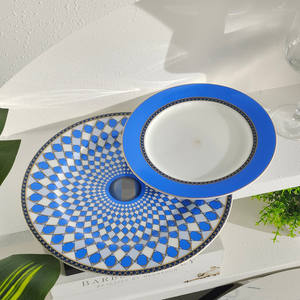 Services de table en céramique bleu ciel de luxe pour hôtels, restaurants, maisons, mariages et cafés – Assiettes en porcelaine haute dureté - Product Image 3