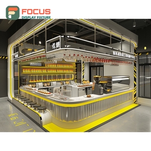 Vitrine d'angle personnalisée pour café avec étagères en verre et finition bois mat – Meuble de présentation pour café - Product Image 2