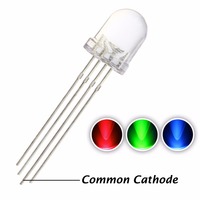 Jstronic LED RGB tricolore à travers trou, rond, 8mm, 10mm, 5mm, 4 broches, lentille diffuseur transparente, lampe LED pleine couleur DIP