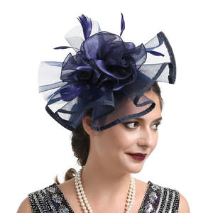 DZ Women's Flower Fascinator Wedding Hair <b>Clip</b> with 3D Embroidery Plush Style <b>for</b> Party and Church Hats - Product Image 3