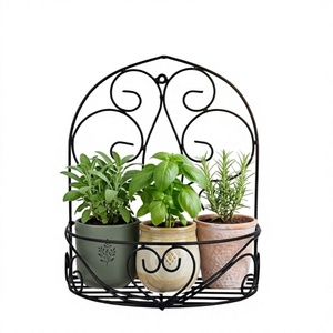 Support mural vintage en métal pour plantes, design circulaire, pour fleurs et plantes vertes, style rustique, finition thermolaquée - Product Image 6