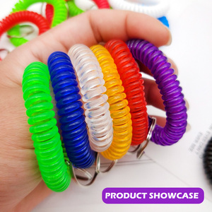 Muñequera de bobina de plástico estirable multicolor, muñequera de resortes de bobina de muñeca EVA, llavero con correa para la muñeca - Product Image 3