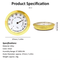 Hygromètre à cigares haute précision, mini hygromètre rond en métal avec thermomètre pour humidor à tabac, hygromètre pour cigares