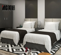 Ensemble de lit Double 2 places pour chambre d'hôtel, haute qualité, moderne, Standard OEM, mobilier de chambre d'hôtel