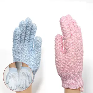 Factory Shower Gloves Exfoliating Bath Gloves Body Heavy-Textured Nylon Fiber Exfoliator Scrub Gloves With Hanging Loop