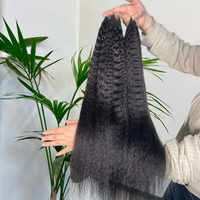Ekstensi Rambut Crochet Jerry Curl Tak Terlihat, Dapat Digunakan Kembali, Rambut Manusia Asli, Model Kinky Straight Feather