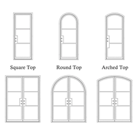 Puertas de Entrada Arqueadas de Doble Hoja con Marco de Aluminio y Vidrio Templado, Precio de Fábrica CBMmart, Impermeables, para Villas y Proyectos de Construcción