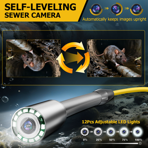 Caméra <span class=keywords><strong>d</strong></span>'<span class=keywords><strong>inspection</strong></span> vidéo pour canalisations et égouts avec localisateur 512 Hz, <span class=keywords><strong>endoscope</strong></span> de canalisation auto-nivelant 1080P, câble de 7 mm et écran IPS de 9 pouces - Product Image 3