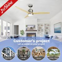 Ventilateur de plafond 1stshine de qualité supérieure, à pales en bois massif, télécommande, haute performance, style luxueux, très bien noté, éco-responsable, avec éclairage LED