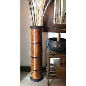 Jarrón de Piso Hecho de Madera de Bambú Disponible <span class=keywords><strong>en</strong></span> Diferentes Alturas, Jarrón de Madera Hecho a Mano - Product Image 3