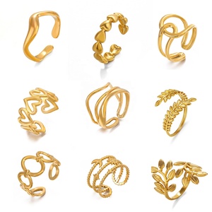 Songfu Customizable Waterproof Gold Plated Jewelry Stainless Steel Italian Vintage <b>Finger</b> <b>Rings</b> Set for Women - Product Image 3