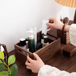 Boîtes de rangement en bois de noyer noir pour bureaux, porte-stylos, boîtes à clés en bois massif pour entrée et boîtes de rangement pour cosmétiques. - Product Image 1