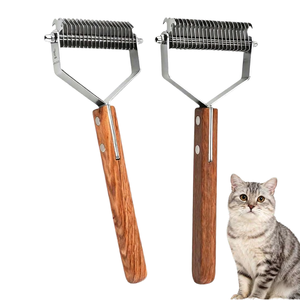 Peine de madera para eliminar pelo de gato, cepillo para el aseo de mascotas, desenredador, suministros en stock - Product Image 1