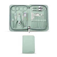 Kit de soins personnels professionnel en acier inoxydable, 17 pièces, pour pédicure et manucure, avec sac et boîte en cuir PU