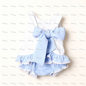 Set di Abbigliamento Estivo per Bambine Ric Rac 2026, Vendita all'Ingrosso, 100% Cotone, Set Pannolini con Monogramma per Neonata - Product Image 4