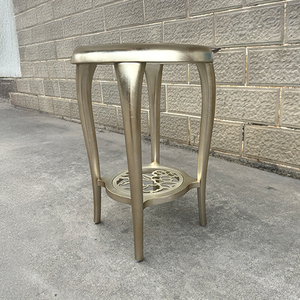 Mesa auxiliar redonda de aluminio de hoja plateada moderna ajustable con muebles de consola de vidrio templado para la decoración del hogar de la sala de estar - Product Image 6