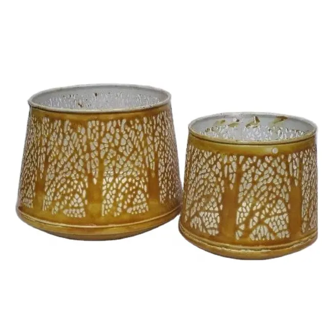 Metal Indian Lantern With Ceramic Finish Tree Patterns Other Colors Available Candle Holder For Home Decoration