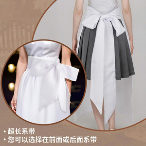White Long <b>Half</b> <b>Apron</b> Cotton Vintage Style Maid Costume Women Adults Cosplay Outfit - Product Image 4