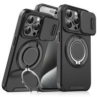 Nouvelle coque de téléphone magnétique rotative à 360 degrés de style européen et américain, avec fenêtre coulissante, sensation de peau, PC+TPU, pour iPhone 16Promax