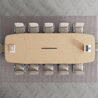 Table de conférence moderne haut de gamme en bambou, design épuré, grande table de réunion, combinaison bureau-chaise pour hôtel
