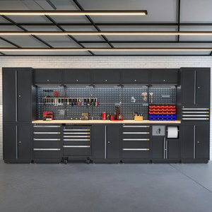 OBM Nouvelle Combinaison d'Établi en Acier Noir Grande avec Armoire à Outils pour <span class=keywords><strong>Garage</strong></span> et <span class=keywords><strong>Atelier</strong></span> - Product Image 1
