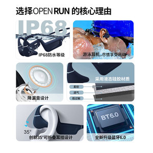Es-988 Foldable Bone Conduction Headphones Bluetooth 6.0 32GB Sports Headphones IP68 Swimming Water Resistant Dark Blue - Product Image 4
