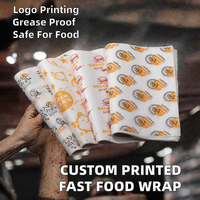 Papier d'emballage personnalisé imprimé, couché, double face, en pâte de bois vierge, résistant à la graisse, pour sushi, shawarma, sandwich, burger, charcuterie