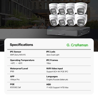 Sistema de Cámaras de Seguridad CCTV para el Hogar GX-HFD-M8S-K8 Ultra 8CH POE con NVR 4K/8MP H.265+ y 8 Cámaras IP de 8MP y Cables