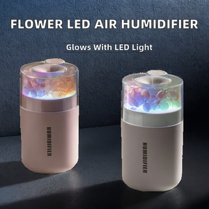 เครื่องเพิ่มความชื้นในอากาศแบบ USB พร้อมดอกไม้แห้งและไฟ LED สีสันสดใส ระบบพ่นละอองละเอียดแบบอัลตราโซนิก ทำงานเงียบ ปิดอัตโนมัติ ใช้ได้ทั้งในรถยนต์และที่บ้าน - Product Image 2