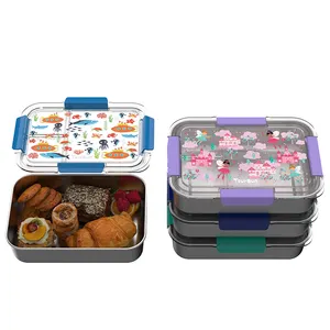 Toursun Kids Bento Box Leakproof Stainless Steel Kids Bento Lunch Box For School Children