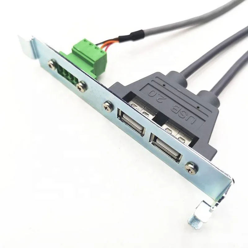USB 2.0 Panel Mount Cable ,USB Female A and terminal wire block Cable assembly with hardware for computer date signal cable