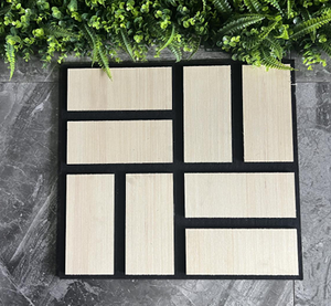 Panneau mural acoustique en bois Akupanel moderne décoratif en chêne naturel WPC MDF insonorisant imperméable ignifuge en <span class=keywords><strong>feutre</strong></span> <span class=keywords><strong>noir</strong></span> - Product Image 3