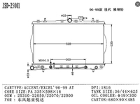 JD 25001 Auto Engine Systems Radiateurs 25310-22050 25310-22070 25310-22B00 Radiateurs pour ACCENT EXCEL 1996-1999 au bouchon de radiateur