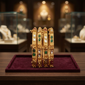 Luxury High Quality Brass Gold Plated Imitation Pearl Original Multi Color Bangles Set Indian Bridal Anniversary Wedding Party - Product Image 3