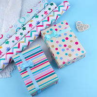 Papier cadeau imprimé à pois, étoiles et rayures pour emballage de boîtes cadeaux, écologique, papier de soie artistique 80 g/m², 70 x 50 cm