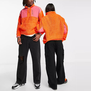 <span class=keywords><strong>Felpa</strong></span> da donna con collo alto in poliestere <span class=keywords><strong>teddy</strong></span> borg <span class=keywords><strong>felpa</strong></span> unisex oversize 1/4 con zip - Product Image 2