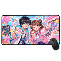 Vigreat Penjualan Terlaris Alas Mouse Besar Anime Dark Lolita Motif Kastil Bulan Ungu Tengah Malam dengan Renda Anti Selip untuk Meja Gaming