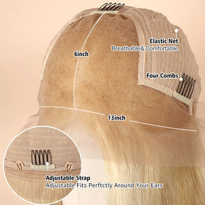 Perruque Full Lace Wig naturelle natuelles — ali queen Hair, perruques cheveux vierges, alignées à la cuticule, Lace transparente HD, couleur Blonde 613, cheveux humain vietnamien - Product Image 2